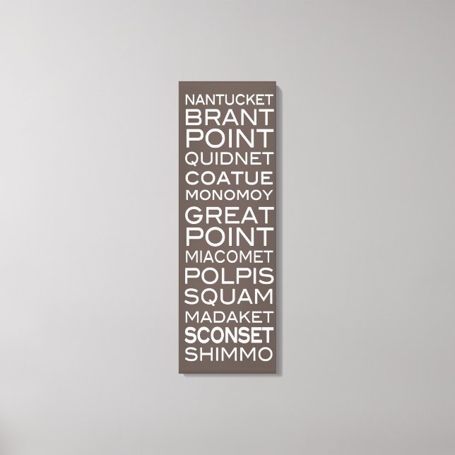 Nantucket Orte Schieferbraun-Weiß-Wanddekor Leinwanddruck (Vorderseite)