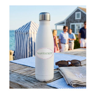 Nantucket Oval Rosa und Grün Preppy Küstenstil Aufkleber