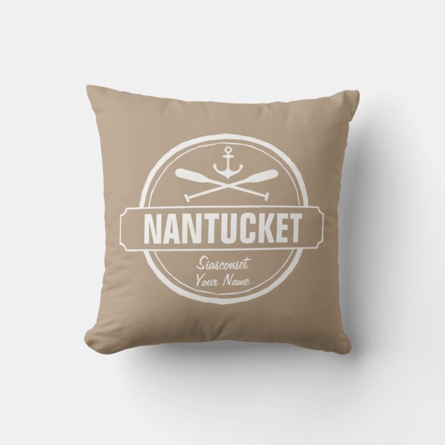 Nantucket, personalisierter Name MAs, Seeanker Kissen