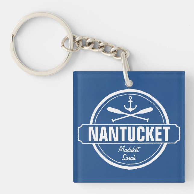 Nantucket, personalisierter Name MAs, Seeanker Schlüsselanhänger (Vorderseite)