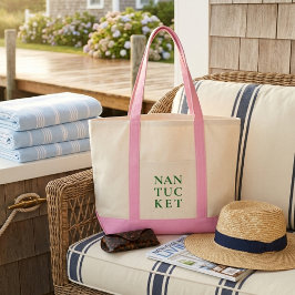 Nantucket Pink & Green Preppy Coastal Tragetasche