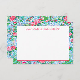 Nantucket Preppy Palm Beach Pattern Mit Monogramm Dankeskarte