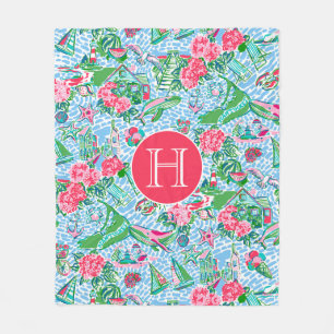 Nantucket Preppy Palm Beach Pattern Mit Monogramm Fleecedecke
