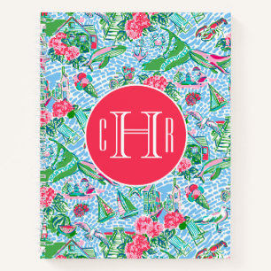 Nantucket Preppy Palm Beach Print Mit Monogramm Notizbuch