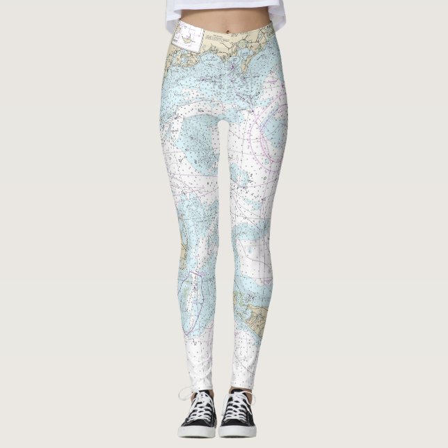 Nantucket Sound and Approaches Nautical Chart 1323 Leggings (Vorderseite)