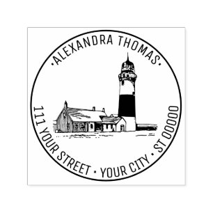 Nantucket Stylized Sankaty Head Lighthouse Adresse Permastempel