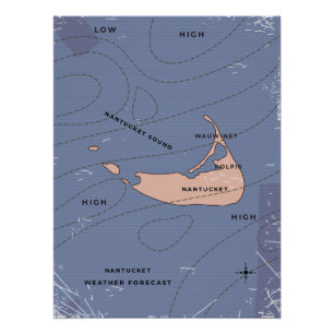 Nantucket USA Wetterkarte Poster