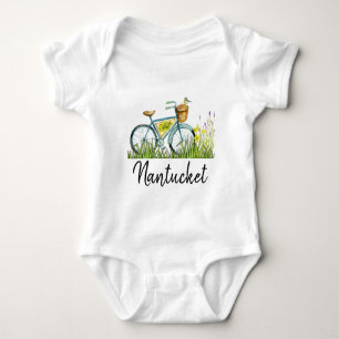 Nantucket Vintages Fahrrad auf dem Lavendelgebiet Baby Strampler