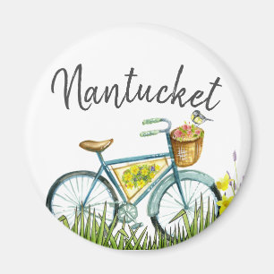 nantucket Vintages Fahrrad auf dem Lavendelgebiet Magnet