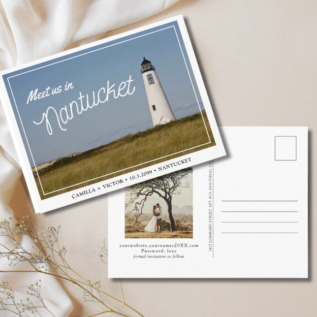 Nantucket Wedding Save the Date Postcard Postkarte (Nantucket Wedding Save the Date)