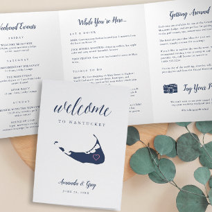 Nantucket Wedding Welcome Letter & Itinerary Dreifach-gefaltete Programmkarte
