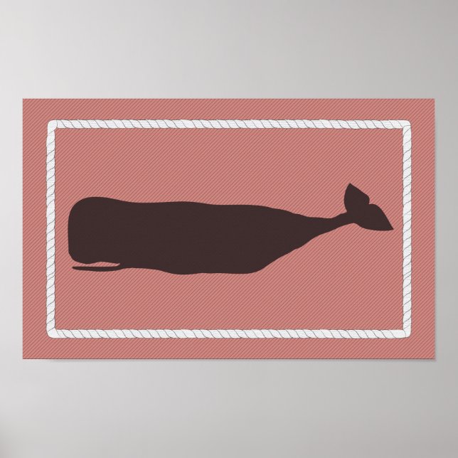 Nantucket Whale Nautical Poster in verblichenem Ko (Vorne)