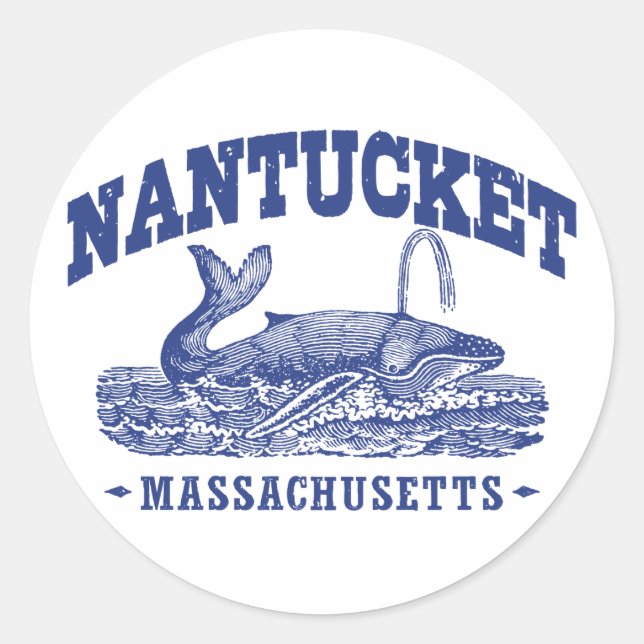 Nantucket Whale Runder Aufkleber (Vorderseite)