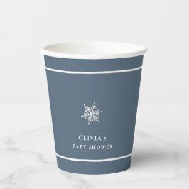 Nany Blue Modern Snowflake Baby Dusche Pappbecher