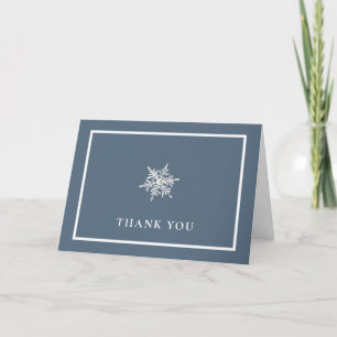 Nany Blue Modern Snowflake Frame Baby Dusche Dankeskarte