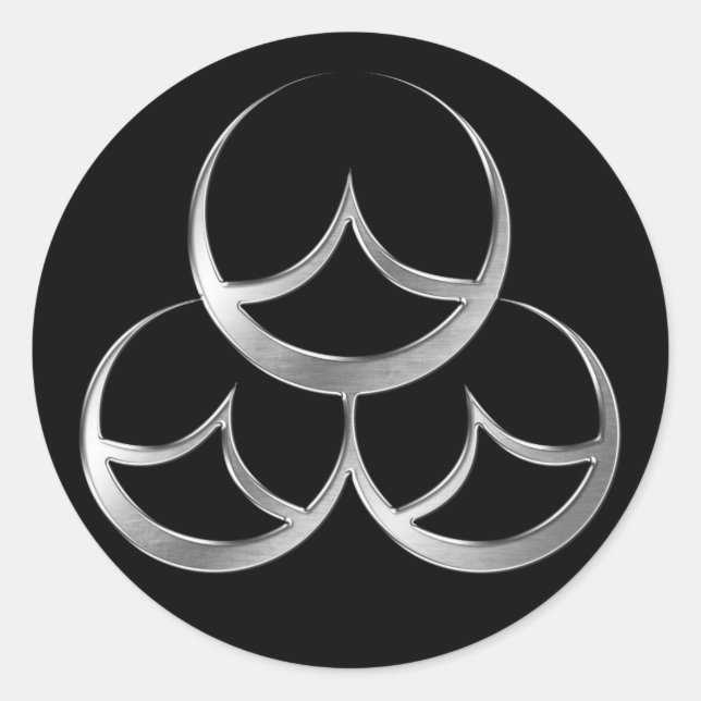 Naoe Clan Kamon Silver Chrome Runder Aufkleber (Vorderseite)