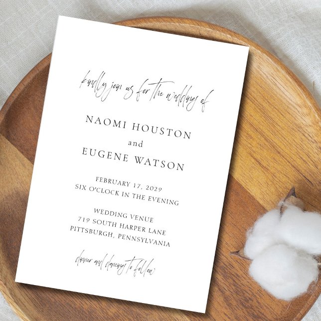 Naomi Black and White Typografy Modern Wedding Einladung (Von Creator hochgeladen)