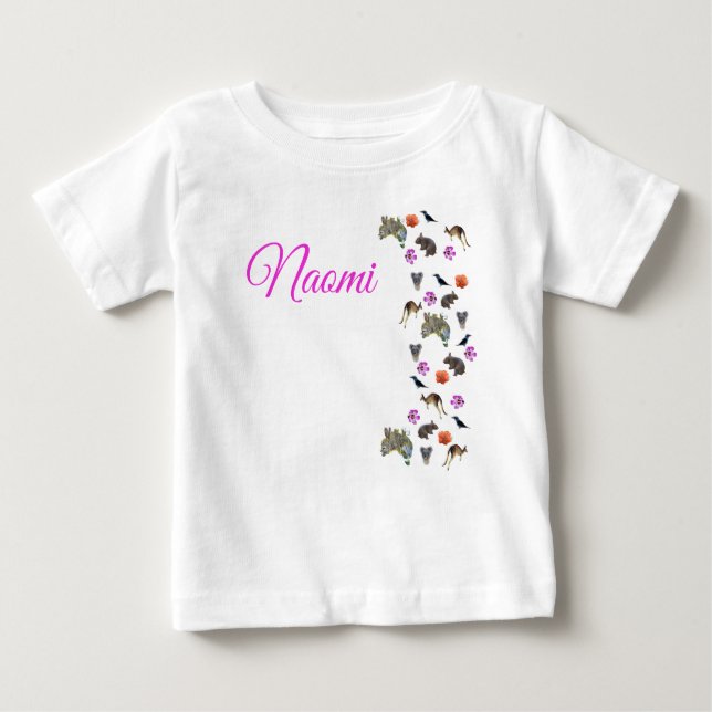 Naomi, Name mit australischer Wildtierart, Baby T-shirt (Vorderseite)