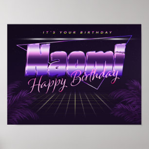 Naomi Vorname lila retro poster Geburtstag