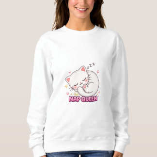 Nap Queen Cat Aufkleber | Süße schlafende Katze Sweatshirt