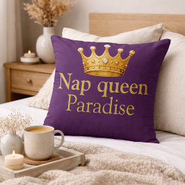 Nap Queen Plum Gold Hot Pink Crown Royalty Kissen