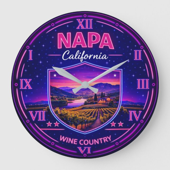 Napa California Vineyard  Große Wanduhr (Vorderseite)