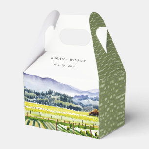 Napa Tal Wasserfarbener Weinberg Landschaft Hochze Geschenkschachtel