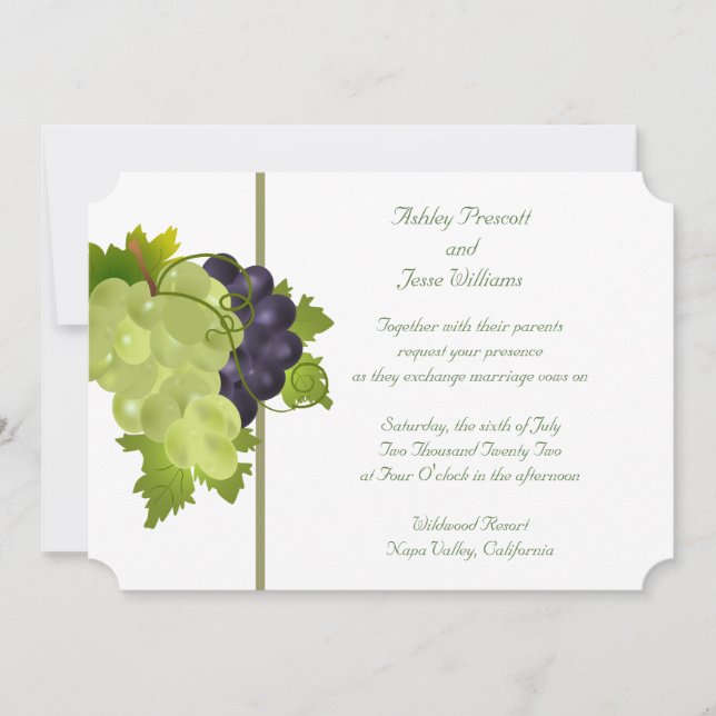 Napa Trauben Einladung zur Hochzeit (Vorderseite)