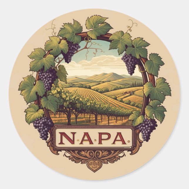 Napa Traupes Vineyard Logo-Aufkleber Runder Aufkleber (Vorderseite)