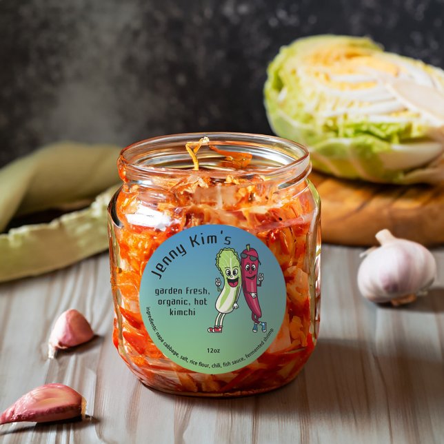 Napa und Pepper Pals Funny Cartoon Rund Kimchi Runder Aufkleber (Von Creator hochgeladen)