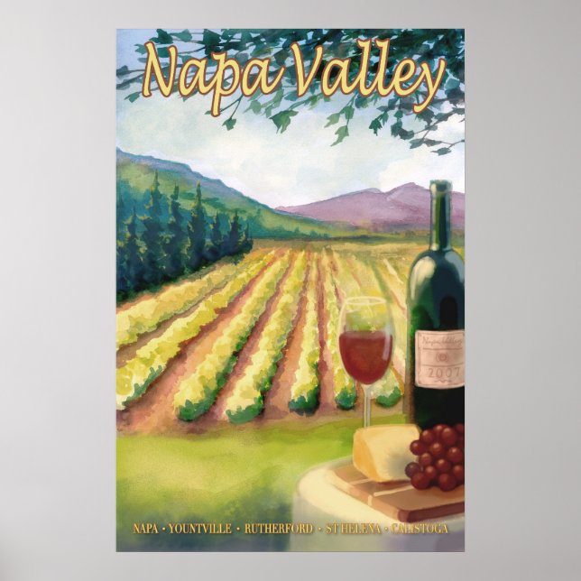 Napa Valley, California Wine Country Travel Poster (Vorne)