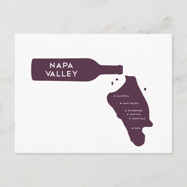 Napa Valley Cities Weinflaschen Spill Logo Postkarte (Vorderseite)