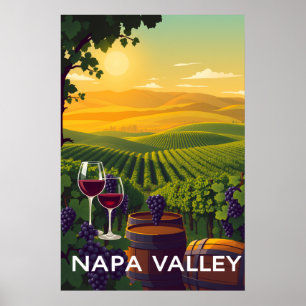 Napa Valley, Kalifornien Wein Reise Vintage Kunst Poster