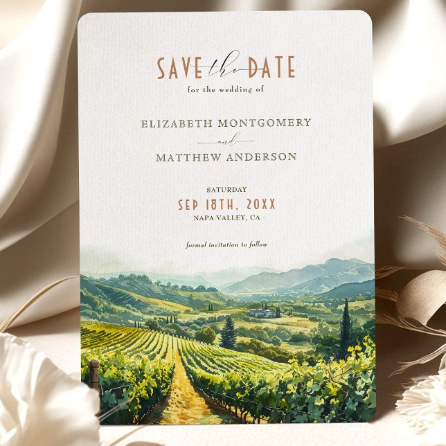 Napa Valley Vineyard Elegance Rett-the-Date Einladung (Von Creator hochgeladen)