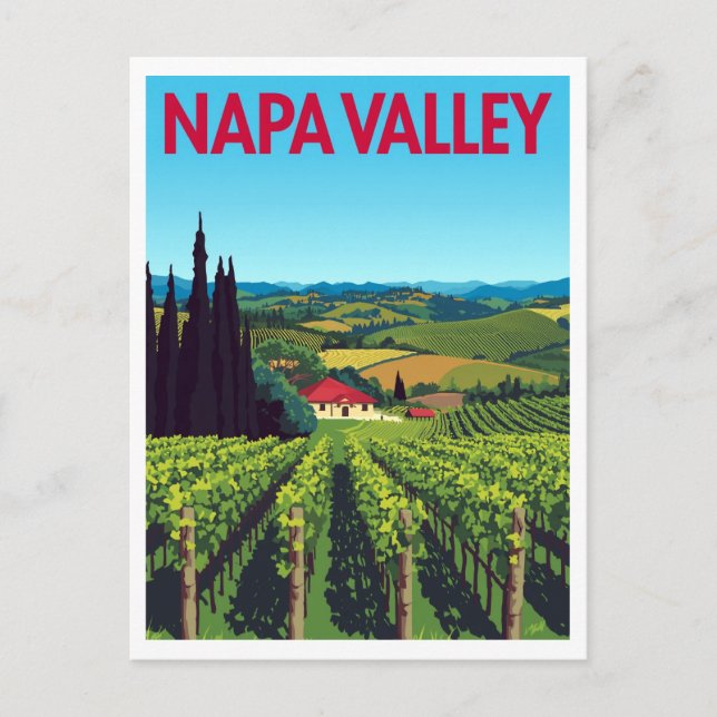 Napa Valley Vineyards Retro Travel Postkarte (Vorderseite)