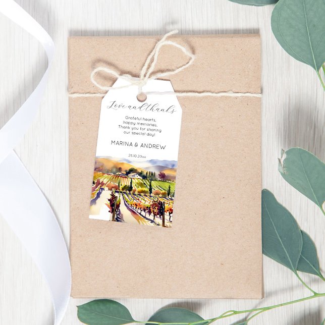 Napa Valley Weinberge Aquarellfarben Hochzeit Viel Geschenkanhänger (Napa Valley vineyard watercolor wedding thank you Gift Tags)