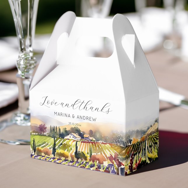 Napa Valley Weinberge Aquarellfarben Hochzeit Viel Geschenkschachtel (Napa Valley vineyard watercolor wedding thank you Favor Box)