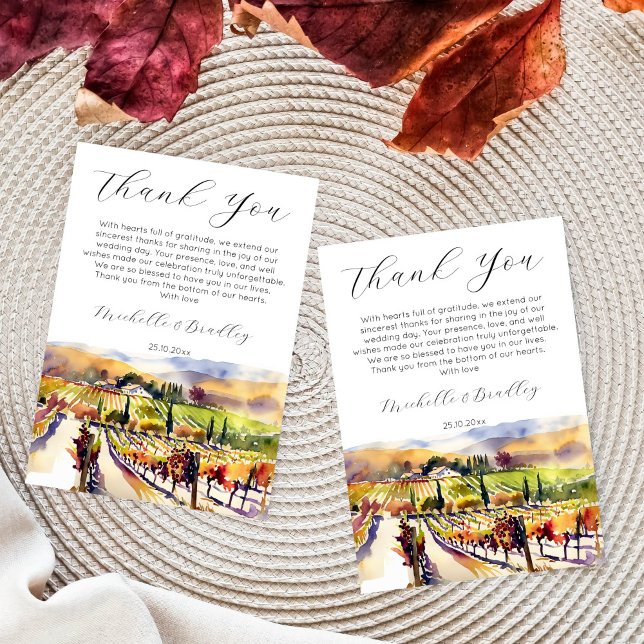 Napa Valley Weinbergsfarbe Dankeskarte (Vineyard Napa valley watercolor thank you cards for wedding bridal shower)