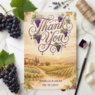 Napa Valley Weingut Aquarell-Hochzeit Dankeskarte