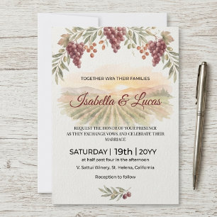Napa Valley Weingut Aquarell-Hochzeit Einladung