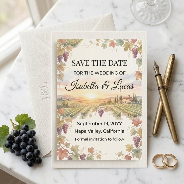 Napa Valley Weingut Aquarell Save The Date (Von Creator hochgeladen)