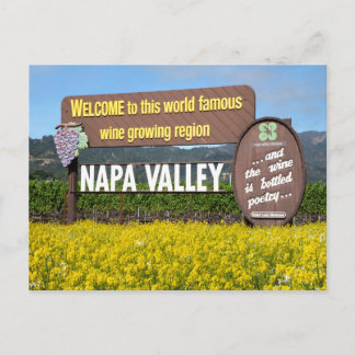 Napa Valley Welcome Sign with Mustard Field Postkarte