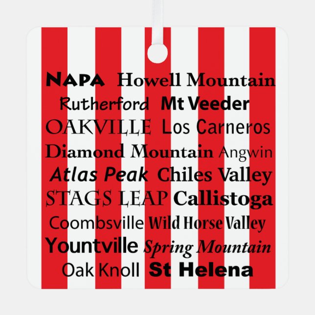 Napa Valley Wine AVAs Ornament Aus Metall (Vorderseite)