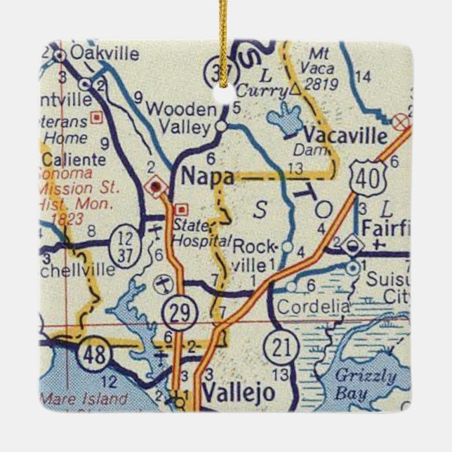 Napa Vintag Map Keramikornament (Rückseite)