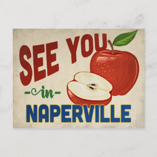 Naperville Illinois Apple - Vintage Travel Postkarte
