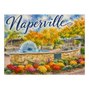 Naperville Illinois Löwenzahn Springbrunnen Riverw Poster