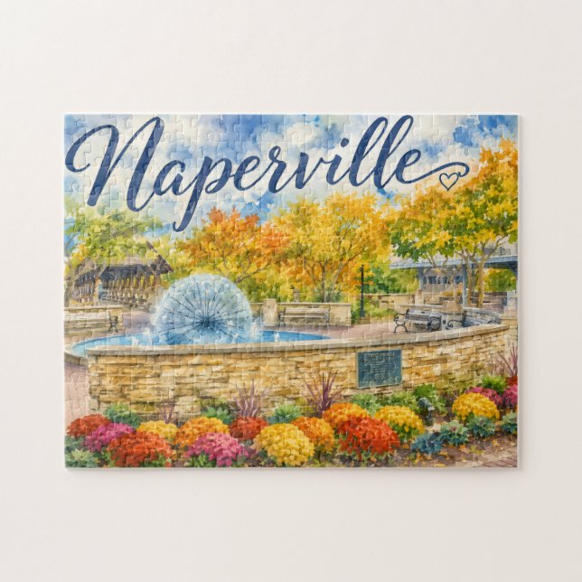 Naperville Illinois Löwenzahn Springbrunnen Riverw Puzzle (Horizontal)