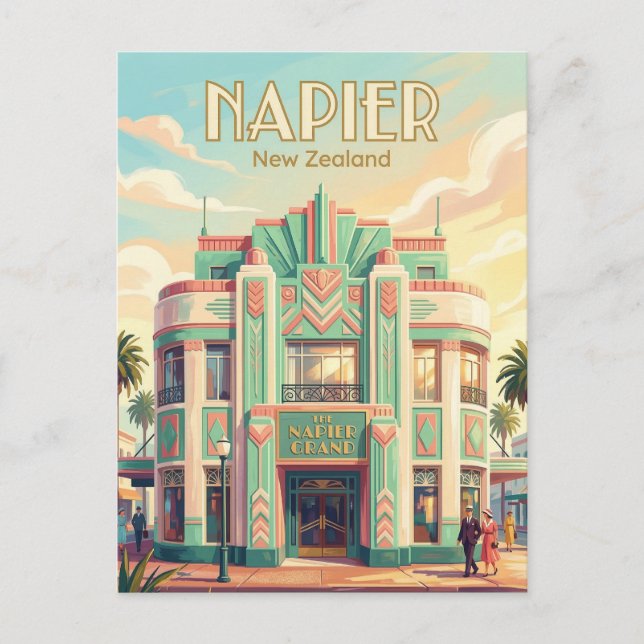 Napier Art déco Neuseeland Postkarte (Vorderseite)