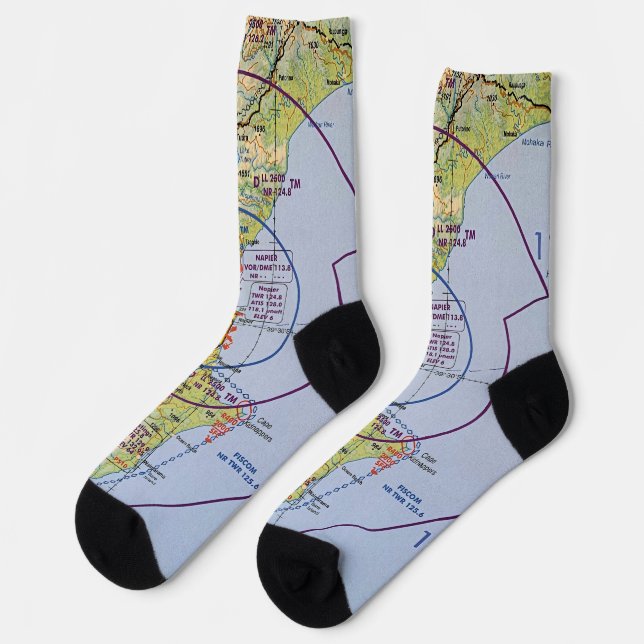 Napier Neuseeland VFR VNC Aviation Chart Socken (Linkes Detail)