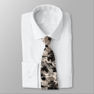 Napili Bay Tropical Hawaiian Taupe und Schwarz Krawatte